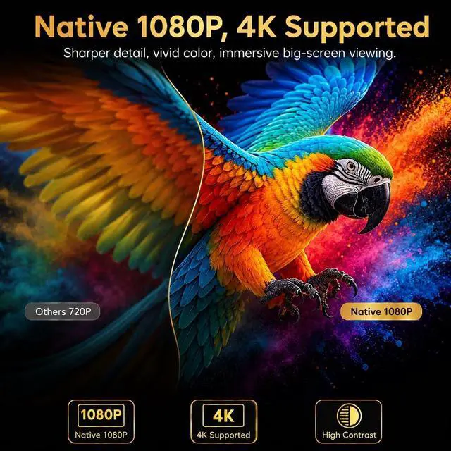 Alt view image 4 of 7 - 3500 ANSI Lumens Licensed Google TV Projector, Native 1080P 4K Supported Smart Projector with Auto Focus, Keystone, WiFi Bluetooth for Bedroom Home Theater Outdoor Movies