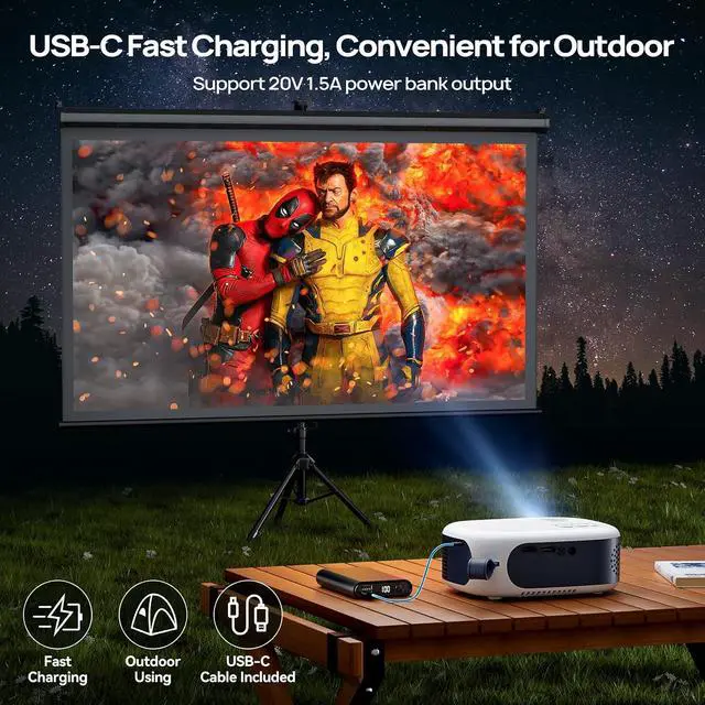 Alt view image 3 of 7 - Projector with WiFi and Bluetooth, Mini Movie Projector