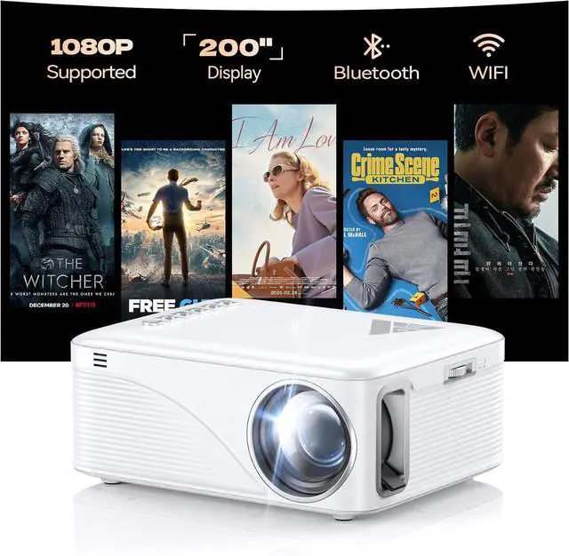 Main image of Mini Projector, Nasin VF330WF WiFi 6 and Bluetooth 5.4, 1080P FHD 4K Support Portable Video Projector, 300'' Screen, Outdoor Movie Projector for Phone, Laptop, TV Stick, Home, Camping, Family Night