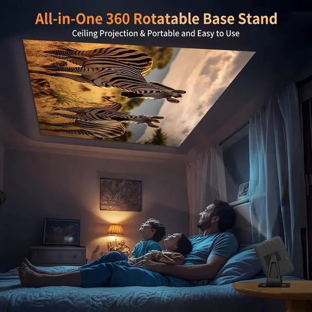 Alt view image 7 of 7 - 1080P Projector with Wifi and Bluetooth 800ANSI, Movie Theater Projector with NETFLIX/Prime Video/YouTube Built-in, Dual App Store