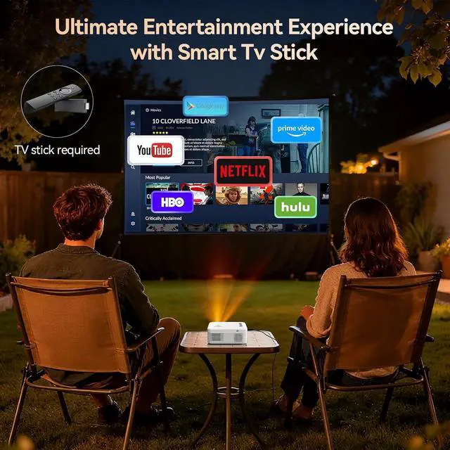 Alt view image 3 of 7 - Mini Projector, Nasin VF330WF WiFi 6 and Bluetooth 5.4, 1080P FHD 4K Support Portable Video Projector, 300'' Screen, Outdoor Movie Projector for Phone, Laptop, TV Stick, Home, Camping, Family Night