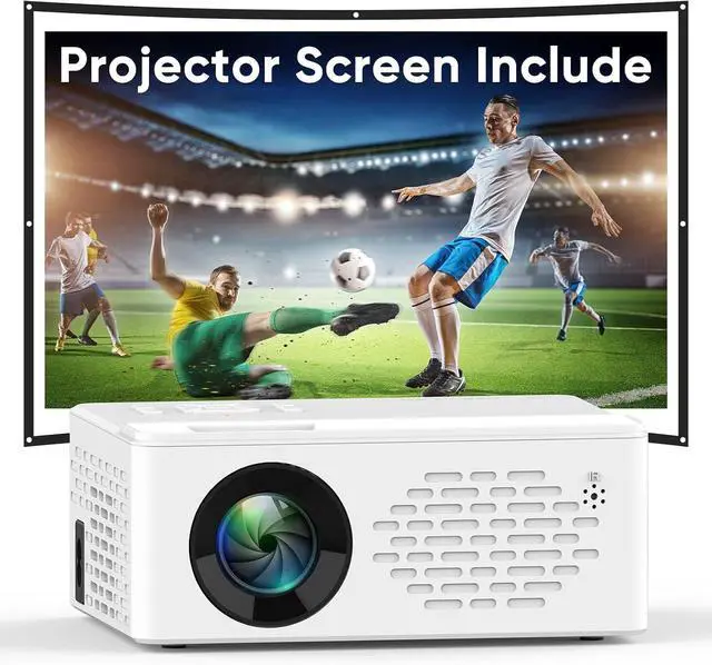 Main image of Home Projector with Screen Included, Portable Movie Projector, Compatible with Smartphone/TV Stick/Laptop/HDMI/USB, For Home Theater, Outdoor Movie, Gaming, Camping