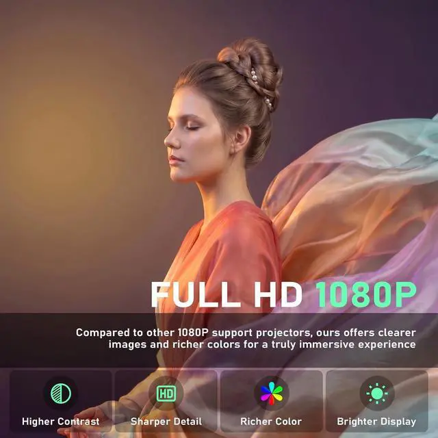 Alt view image 4 of 7 - Li White Projector & Built-in AppsXuanPad Mini Projector with Wi-Fi and Bluetooth, Full HD 1080P Smart Portable Projector with 210° Stand, Auto Vertical Keystone, Compatible with HDMI/USB/TV Stick