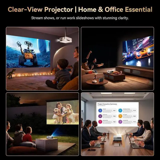 Alt view image 5 of 7 - Official Licensed Google TV 4K Projector with WiFi and Bluetooth, Smart Movie Projector with Auto Focus HDR10, 200" Display Home Theater, Proyector Compatible with Phone&PC, Indoor&Outdoor Use