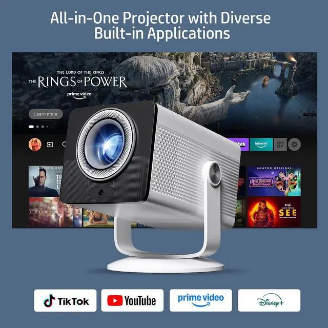 Alt view image 2 of 7 - HP Projector Built-in Apps, USB-C Power Bank Compatible for Outdoor MC400