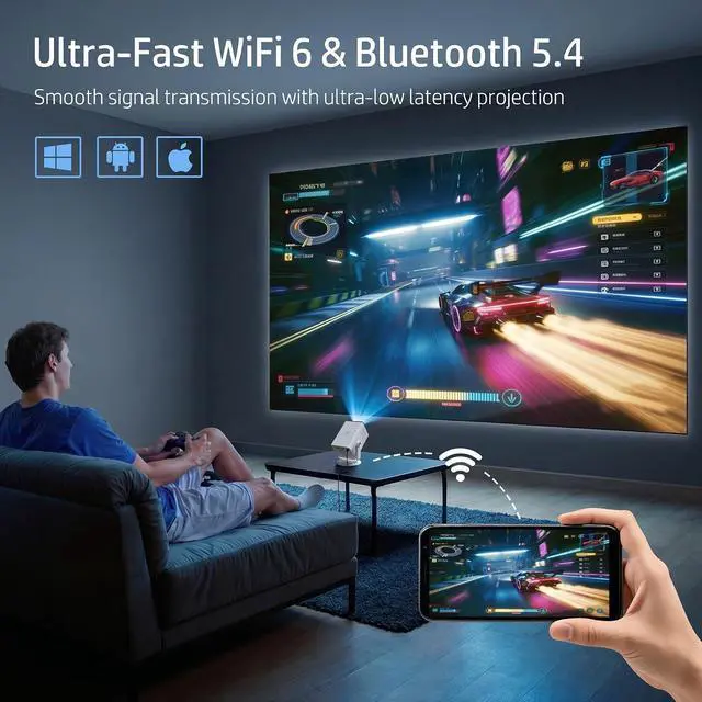 Alt view image 6 of 7 - HP Projector Built-in Apps, USB-C Power Bank Compatible for Outdoor MC400