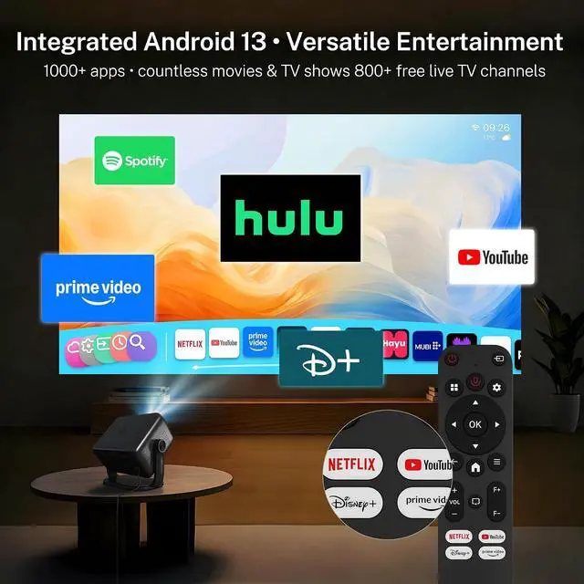 Alt view image 2 of 7 - Smart Projector with Netflix, Officially Licensed Apps & Native 1080P X6Pro