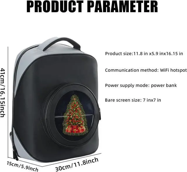 Alt view image 7 of 7 - Missyou 3DHologramFan LED Backpack, 16.1" Projector Advertising Display
