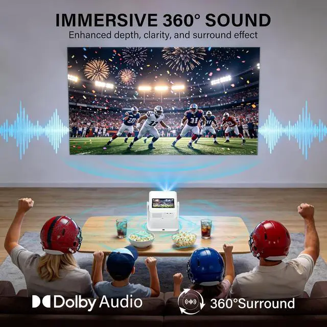 Alt view image 7 of 7 - Aepuesem Portable Projector with TouchScreen & Built-in App Store, Native 1080P 4K Supported Smart Video Projector, WiFi 6 & Bluetooth, Dual-Screen Sync, Auto Focus, 180° Stand, for Home &Outdoor