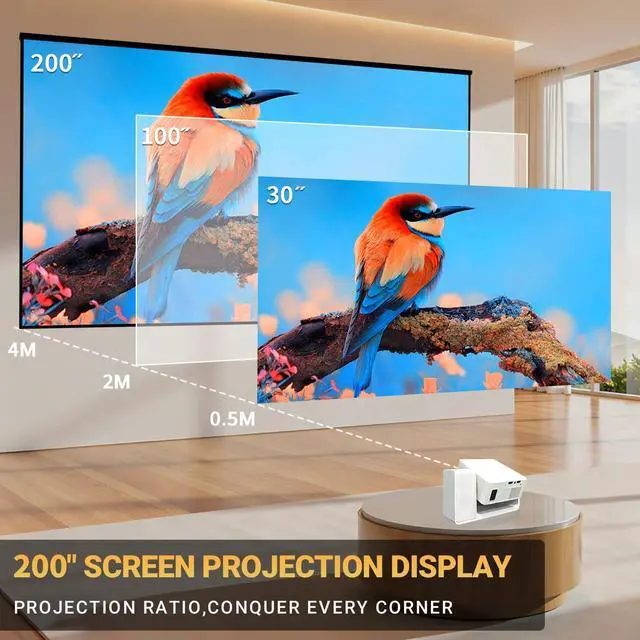 Alt view image 5 of 7 - Smart Projector with WiFi and Bluetooth, 3-in-1 Karaoke Speaker & Movie Projector, Native 1080P/4K Support, Electric Focus & Auto Keystone, Portable Outdoor Projector for Home Ceiling Theater