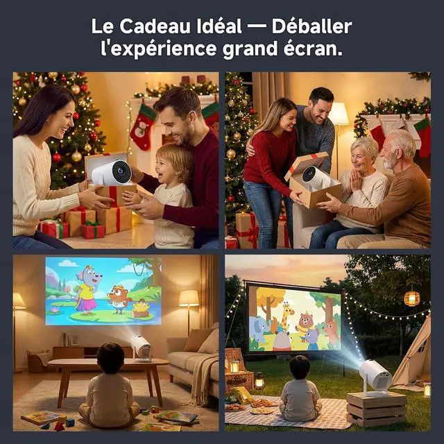 Alt view image 6 of 6 - Mini Projector with Android TV 13, 25000 Lumens, 4K Support, AutoKeystone, 5G WiFi/Bluetooth, 180°Rotation, Portable Projector for Bedroom, Indoor Outdoor Movies, Garden, Camping