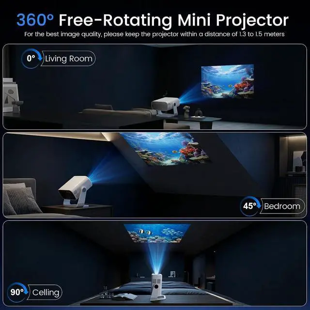 Alt view image 6 of 7 - ZDK Smart Projector with WiFi & Bluetooth: Android 14 OS 210 ANSI, Built-in Streaming Apps & AirPlay/Miracast, Indoor Home Theater