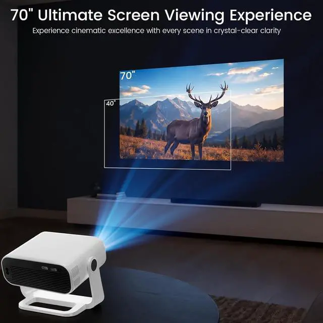 Alt view image 7 of 7 - ZDK Smart Projector with WiFi & Bluetooth: Android 14 OS 210 ANSI, Built-in Streaming Apps & AirPlay/Miracast, Indoor Home Theater