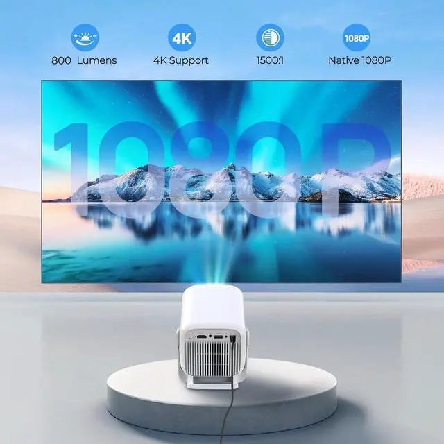 Alt view image 5 of 7 - Netflix-Licensed 800 ANSI Smart Projector, 4K Supported, Native 1080P HDR10