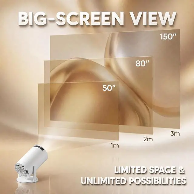 Alt view image 4 of 7 - Portable Projector with 5W Audio Speaker,4K Support,180 Degree Rotation,Wi-Fi 6 and Bluetooth, Auto Vertical Keystone Compatible with HDMI/TV Stick/iPhone/Laptop(white-02)