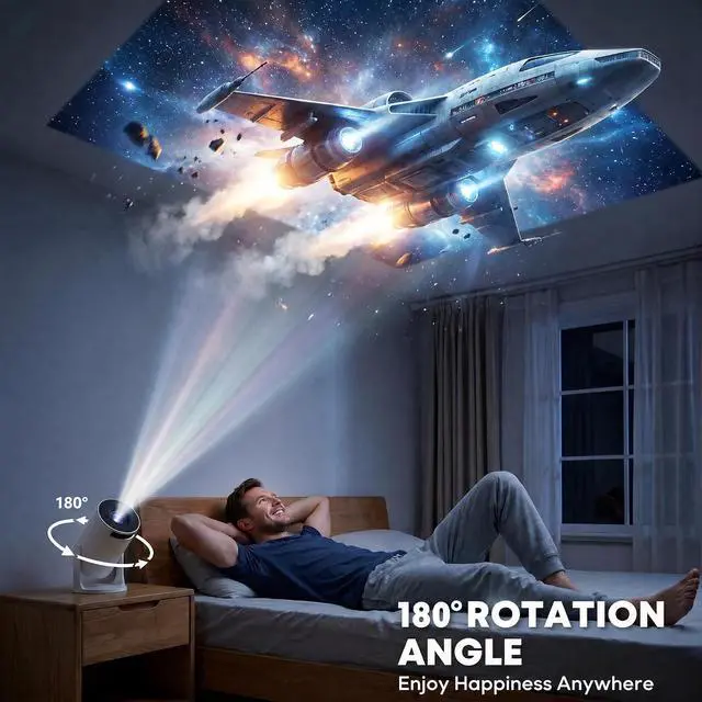 Alt view image 7 of 7 - Portable Projector with 5W Audio Speaker,4K Support,180 Degree Rotation,Wi-Fi 6 and Bluetooth, Auto Vertical Keystone Compatible with HDMI/TV Stick/iPhone/Laptop(white-02)