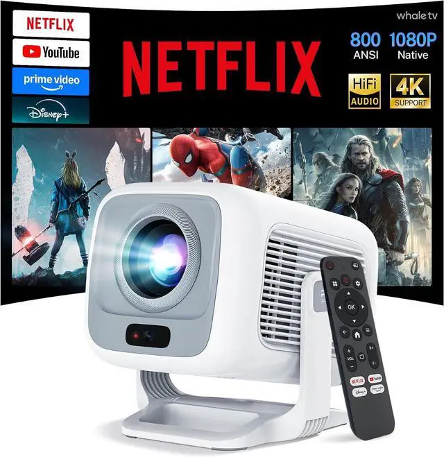 Main image of Netflix-Licensed 800 ANSI Smart Projector, 4K Supported, Native 1080P HDR10