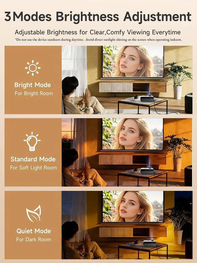 Alt view image 3 of 7 - 4K HDR Projector with WiFi6 & Bluetooth5.4, LED Daylight Projectors Smart Live TV/DB Digital Audio/TOF AutoFocus/HDMI eARC, Portable Home Proyector for Home Theater, Gaming, Movie