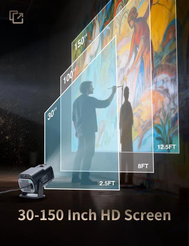 Alt view image 5 of 7 - HY520 Art Projector for Drawing Tracing, 720P Portable Smart Projector for Artists Adults, Image Projector for Canvas Painting, 200 ANSI Lumens with WiFi and Bluetooth