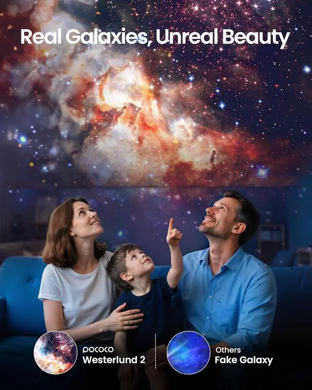 Alt view image 3 of 7 - POCOCO Galaxy Star Projector with 2M-Pixel Lens & 5K Discs