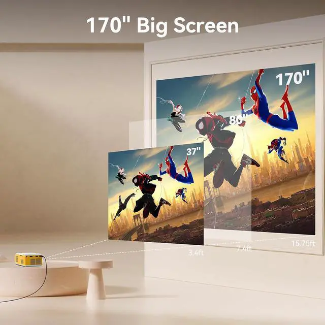 Alt view image 6 of 7 - Mini Projector Portable Projectors with Wifi and Bluetooth Outdoor Movie Projectors Mini Home Theater Indoor Projector for Bedroom Built-in Speaker Compatible With HDMI/USB/TV Stick/Smartphone/Laptop