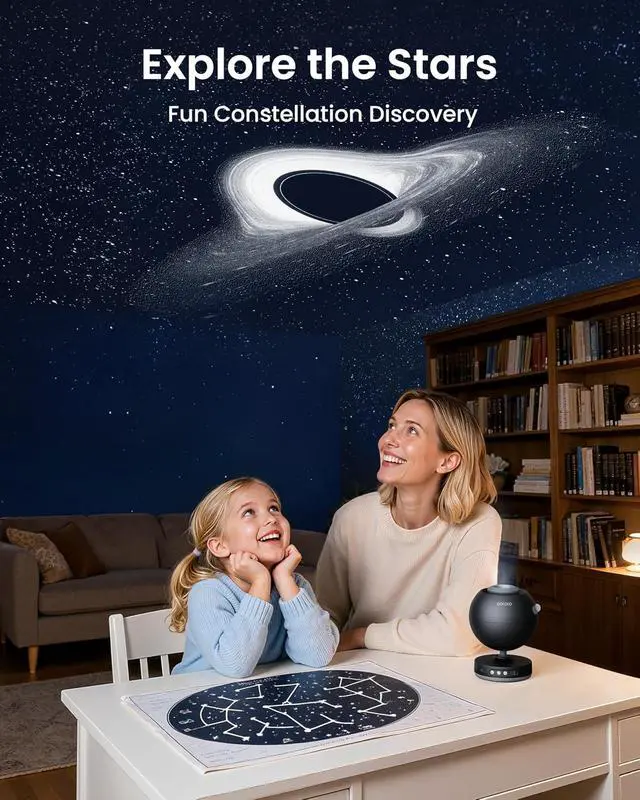 Alt view image 7 of 7 - POCOCO Galaxy Star Projector with 2M-Pixel Lens & 5K Discs