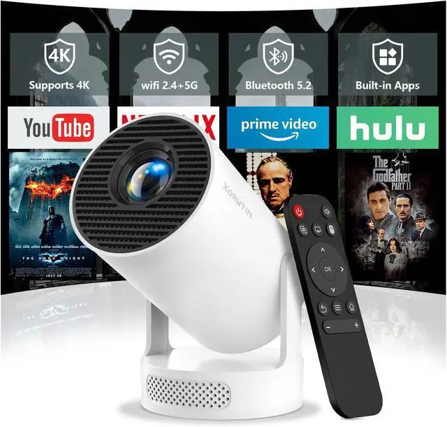 Alt view image 2 of 7 - HY300 PRO Projector with Android 11, 4K Support 1080P Full HD, 160 ANSI Smart Projector, WiFi 6 & Bluetooth 5.4, 210° Rotation, Auto Keystone & Motorized Focus, Portable Projector for Outdoor/Home