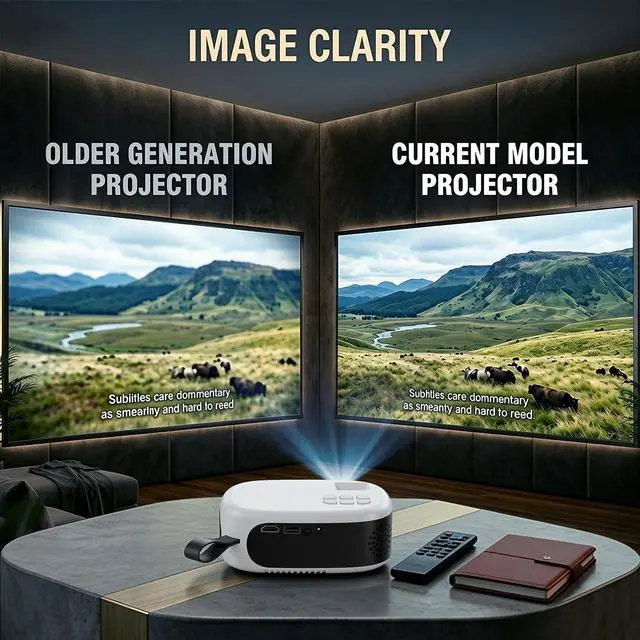 Alt view image 2 of 7 - Mini Projector for iPhone Portable Movie Smart Projector with Tripod Stand