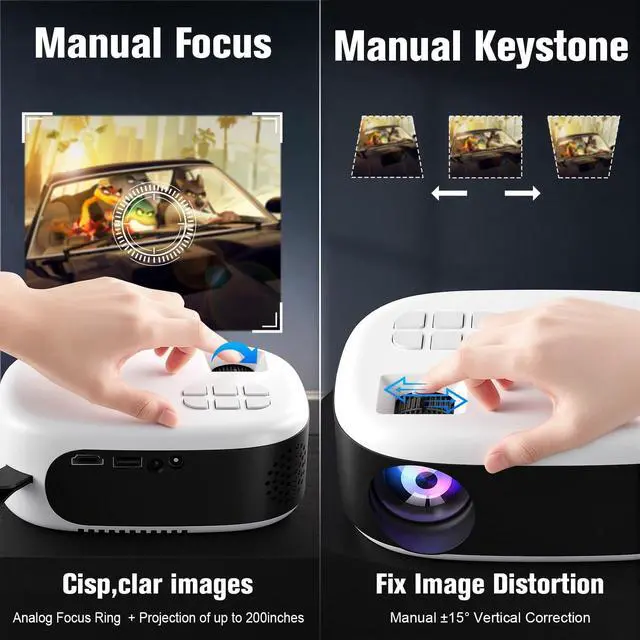 Alt view image 4 of 7 - Mini Projector for iPhone Portable Movie Smart Projector with Tripod Stand