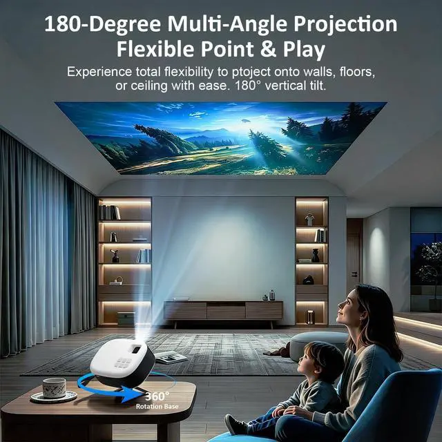 Alt view image 7 of 7 - Mini Projector for iPhone Portable Movie Smart Projector with Tripod Stand
