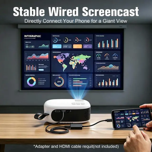 Alt view image 3 of 7 - Mini Projector for iPhone Portable Movie Smart Projector with Tripod Stand