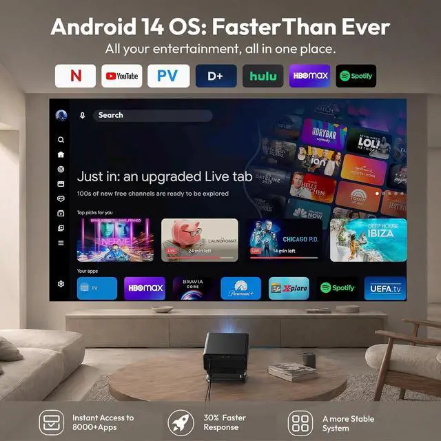 Alt view image 3 of 7 - XGODY Gimbal A8 Smart Projector wtih Wifi and Bluetooth, Built in Apps