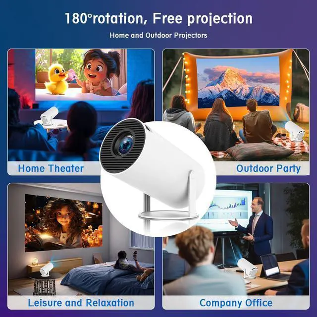 Alt view image 7 of 7 - Mini Projector, HY300 PRO Portable Projector, Smart Projector Support 4K 1080P with Dual-Band WIFI6 5G Wireless 5.4 Bluetooth, 160 ANSI Auto Keystone Correction Video Projector