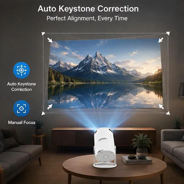 Alt view image 5 of 7 - Cinemaster Pro 4k Smart Movie Projector with WiFi and Bluetooth, 4000+ Apps, Auto Keystone, Mini 210° Smart with Extra Large-Screen Display (Projector1)
