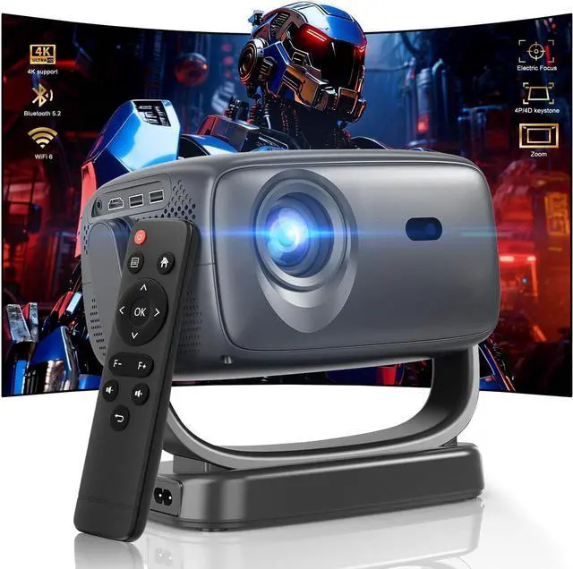Main image of 4K Smart Portable Projector with 5G WiFi,Bluetooth 5.2,600 ANSI Projector with Built in App,1080P Outdoor Movie Projector with 4P4D Correction,Rotatable 180°,Max 220" Compatible with iPhone/Android/TV