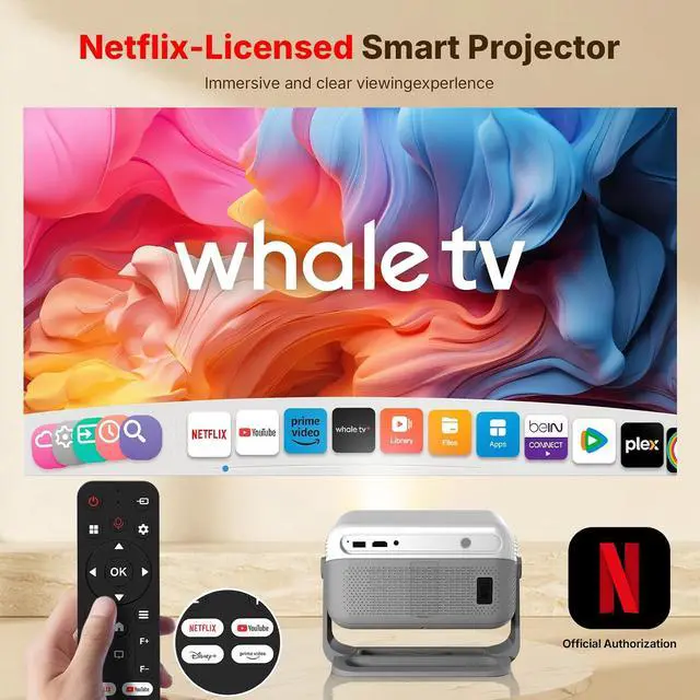 Alt view image 4 of 7 - Compatible with Netflix &Dolby AudioWellSonic Smart Projector with Wifi and Bluetooth, 400Ansi & Native 1080p Portable Projector, Auto Focus&Support 4k, 180°Rotatable, Moive Proyector