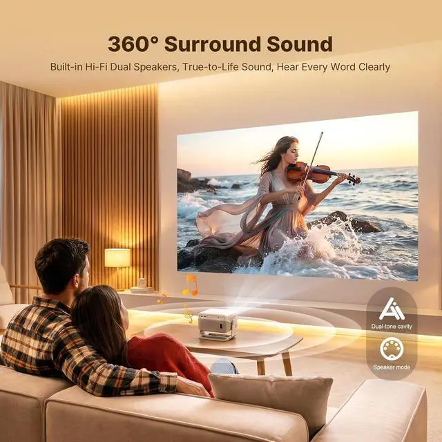 Alt view image 7 of 7 - Compatible with Netflix &Dolby AudioWellSonic Smart Projector with Wifi and Bluetooth, 400Ansi & Native 1080p Portable Projector, Auto Focus&Support 4k, 180°Rotatable, Moive Proyector