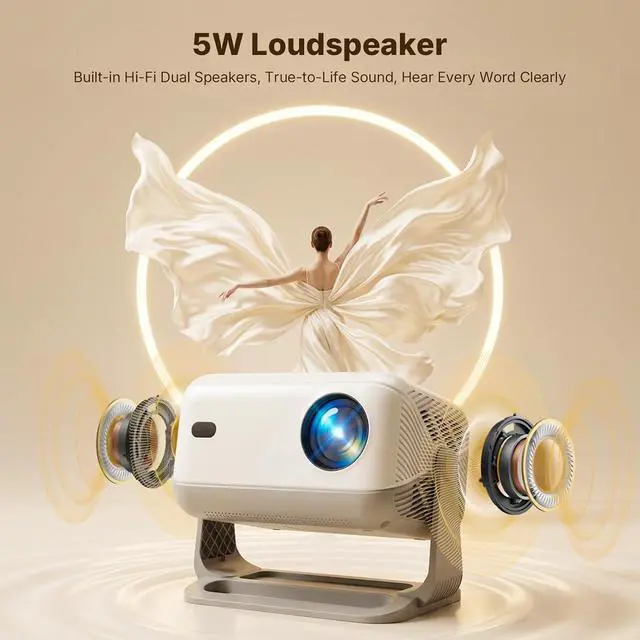 Alt view image 6 of 7 - Compatible with Netflix &Dolby AudioWellSonic Smart Projector with Wifi and Bluetooth, 400Ansi & Native 1080p Portable Projector, Auto Focus&Support 4k, 180°Rotatable, Moive Proyector