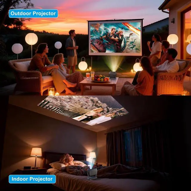 Alt view image 7 of 7 - 4K Smart Portable Projector with 5G WiFi,Bluetooth 5.2,600 ANSI Projector with Built in App,1080P Outdoor Movie Projector with 4P4D Correction,Rotatable 180°,Max 220" Compatible with iPhone/Android/TV