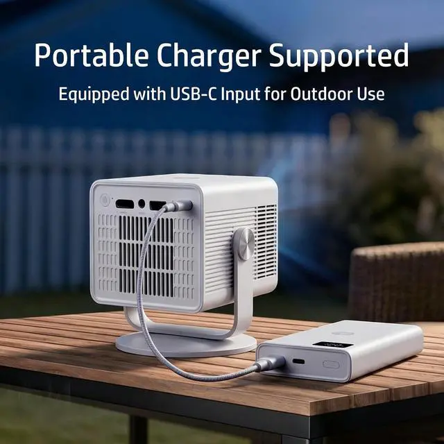 Alt view image 3 of 7 - HP Projector Built-in Apps, USB-C Power Bank Compatible for Outdoor MC400