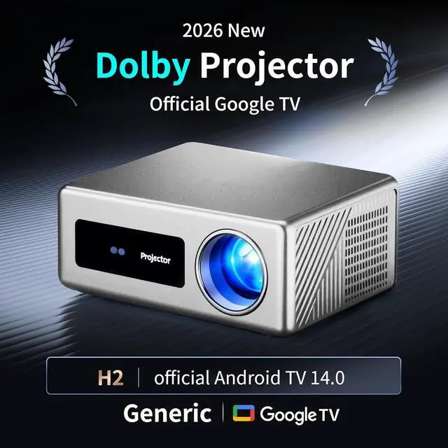 Alt view image 3 of 7 - Smart TV Movie Projector , (Official licensed Netflix) 2000 ANSI 1080P Mini Portable Projector Proyector with WiFi and Bluetooth for Home Cinema, Supports 4K ,Auto Focus & Keystone.