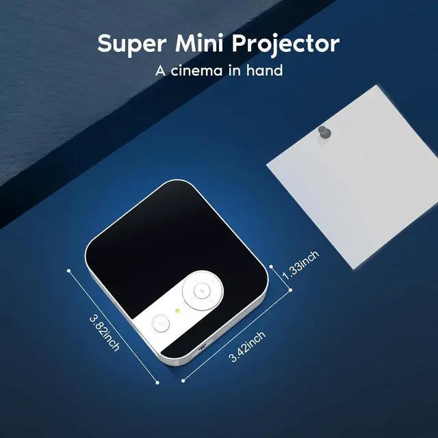 Alt view image 2 of 7 - Ultra Mini Pico Pocket Projector, 1080P Support DLP LED Portable Projector, Built in Rechargeable Battery & Speaker, Wireless Micro Projector with WiFi and Bluetooth, Compatible with Phone/Pad/HDMI