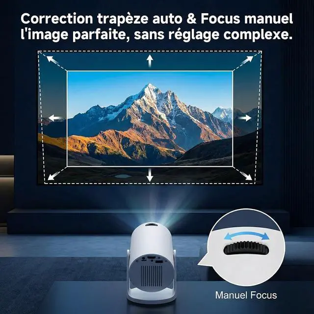 Alt view image 5 of 6 - Mini Projector with Android TV 13, 25000 Lumens, 4K Support, AutoKeystone, 5G WiFi/Bluetooth, 180°Rotation, Portable Projector for Bedroom, Indoor Outdoor Movies, Garden, Camping