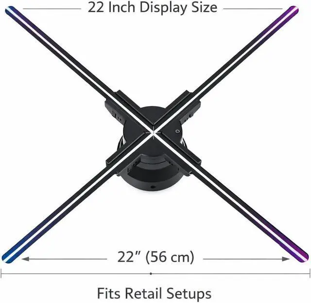 Alt view image 4 of 7 - 22-Inch 3D Hologram Fan With 1104 LED Beads And 32GB Memory, WiFi App Controlled Hologram Projector With Bluetooth 5.0, HD LED Holographic Advertising Display For Storefront