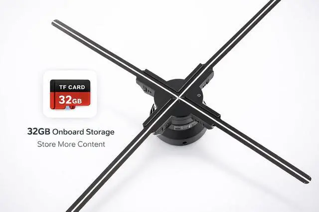 Alt view image 5 of 7 - 22-Inch 3D Hologram Fan With 1104 LED Beads And 32GB Memory, WiFi App Controlled Hologram Projector With Bluetooth 5.0, HD LED Holographic Advertising Display For Storefront