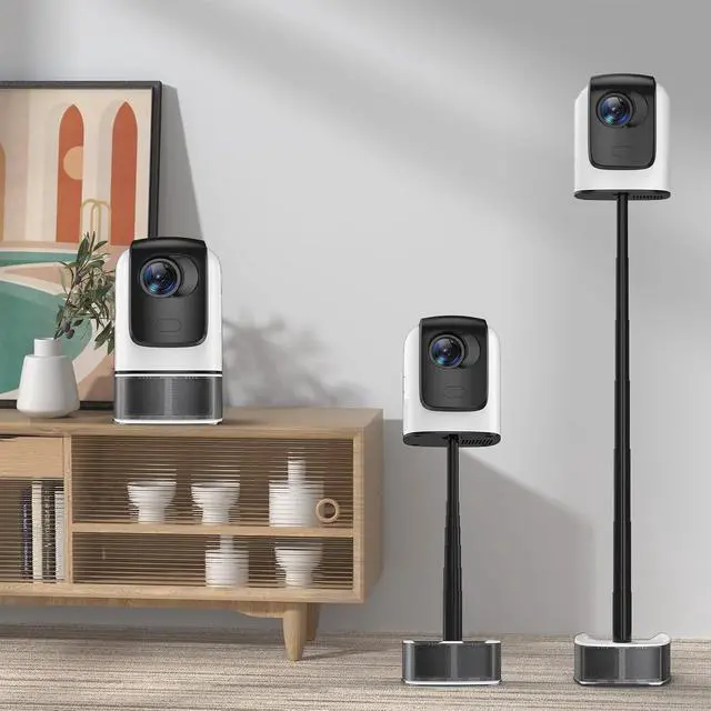 Alt view image 2 of 5 - Unitedtime Projector with Built in Stand with WiFi and Bluetooth Native 1080p Support 4K , for Home Theater Support HDMI, USB, PC, TV Box, iOS & Android Phone (White_TS1)