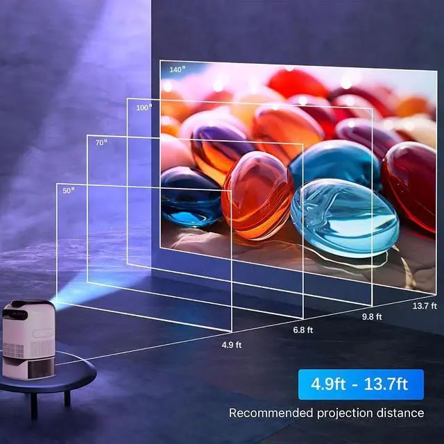 Alt view image 3 of 5 - Unitedtime Projector with Built in Stand with WiFi and Bluetooth Native 1080p Support 4K , for Home Theater Support HDMI, USB, PC, TV Box, iOS & Android Phone (White_TS1)