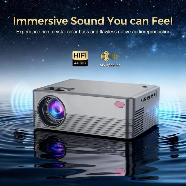 Alt view image 4 of 7 - 1080P Mini Projector with Real 240 ANSI Lumens, Quiet Cooling Fan, Easy Dust Cleaning Port, Dual USB Inputs and HDMI, Compact Home Cinema Projector