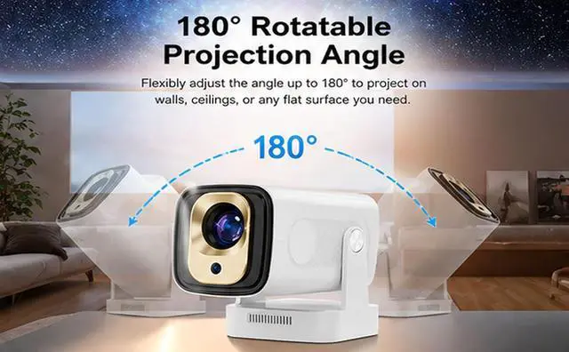 Alt view image 3 of 7 - Projector Pivot 2, 4k Home Theater Experience, 4k Home Theater Experience with Wifi and Bluetooth, For Family and Outdoor Entertaining Smart Projector