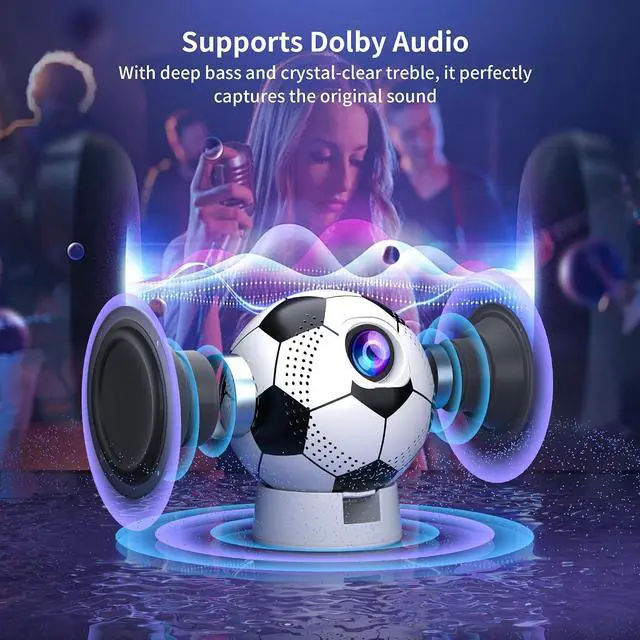 Alt view image 6 of 6 - World Cup 2026 Projector with WiFi and Bluetooth, Portable Movie Projector with 180° Rotatable, Support 4K 1080P for Outdoor Projector, Compatible with Smartphone, Laptop, HDMI, TV Stick